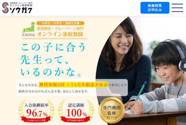 ソウガク 発達障害 グレーゾーン オンライン家庭教師